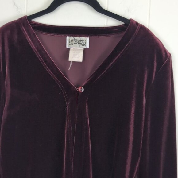 048 Vintage Purple Long  velvet cardigan - Picture 2 of 7